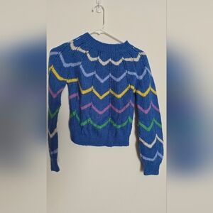 Mini Boden Blue Chevron Sweater 9-10